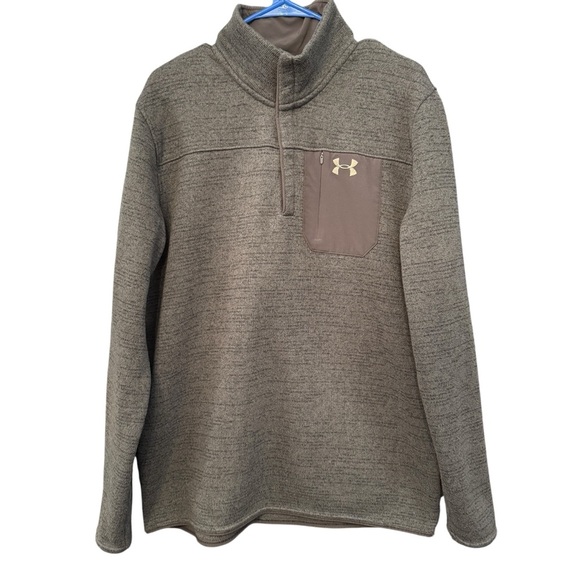 Under Armour Brown Heather 1/4 Snap Fleece Pullover Loose Fit XL - Picture 1 of 6